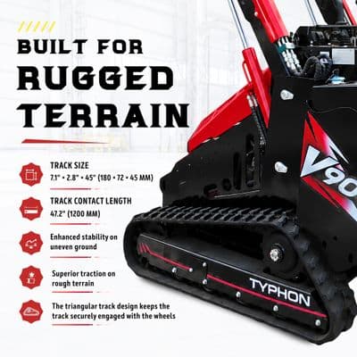 Brand New TYPHON STOMP V900 1.4 Ton Mini Track Loader Dual Auxiliary Hydraulics & Kubota D1105 (Red Edition) thumbnail 8