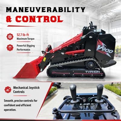Brand New TYPHON STOMP V900 1.4 Ton Mini Track Loader Dual Auxiliary Hydraulics & Kubota D1105 (Red Edition) thumbnail 6