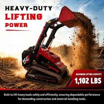 Brand New TYPHON STOMP V900 1.4 Ton Mini Track Loader Dual Auxiliary Hydraulics & Kubota D1105 (Red Edition) thumbnail 10