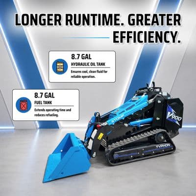 Brand New TYPHON STOMP V900 Mini Track Loader Kubota D1105 25HP Diesel Stand-On (Blue Edition) thumbnail 7