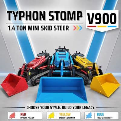 Brand New TYPHON STOMP V900 Mini Track Loader Kubota D1105 25HP Diesel Stand-On (Blue Edition) thumbnail 11
