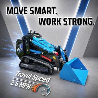 Brand New TYPHON STOMP V900 Mini Track Loader Kubota D1105 25HP Diesel Stand-On (Blue Edition) thumbnail 6