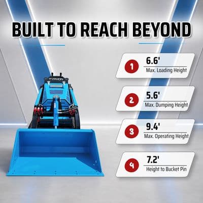 Brand New TYPHON STOMP V900 Mini Track Loader Kubota D1105 25HP Diesel Stand-On (Blue Edition) thumbnail 8