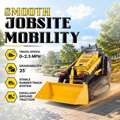 Brand New TYPHON STOMP V900 1.4-Ton Compact Track Loader 25HP Kubota Diesel (Yellow Edition) thumbnail 6