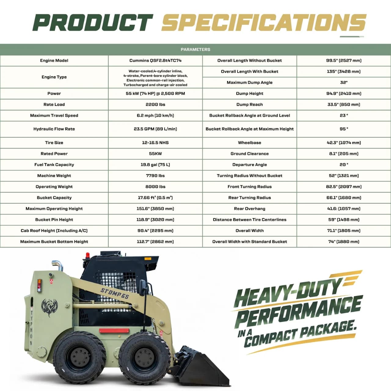 TYPHON STOMP 65 PROPACT 4WD 8,000 lb Wheeled Skid Steer – 74 HP Cummins, 2,200 lb Rated Load thumbnail 2