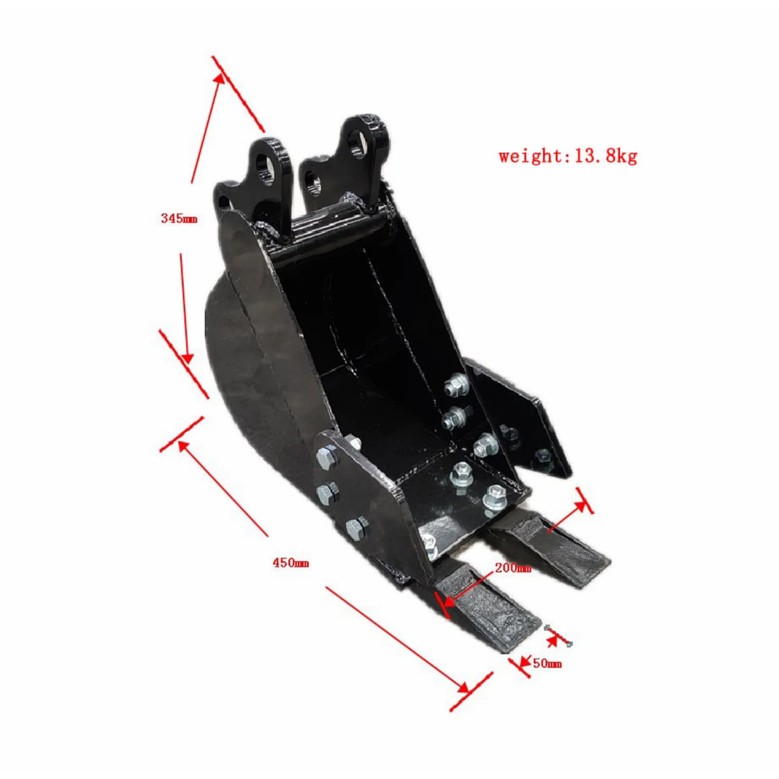 200mm Narrow Bucket: Attachment for TYPHON Mini Excavators USA thumbnail 2