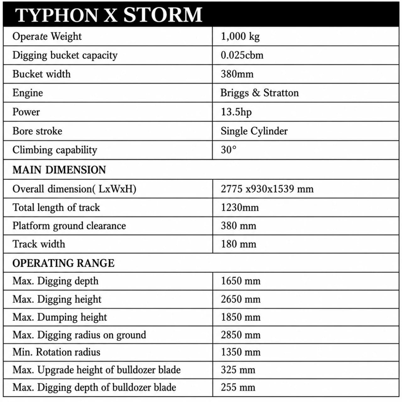 TYPHON TERROR X STORM Mini Excavator – 1 Ton Trench Digger with Canopy, Hydraulic Thumb Clip, Bucket USA thumbnail 2